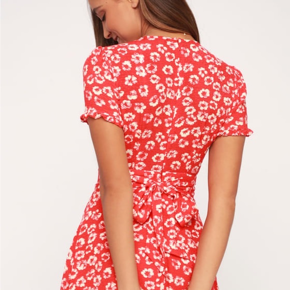 Lulus Garden Explorer Red Floral Print Mini Dress - Picture 3 of 6